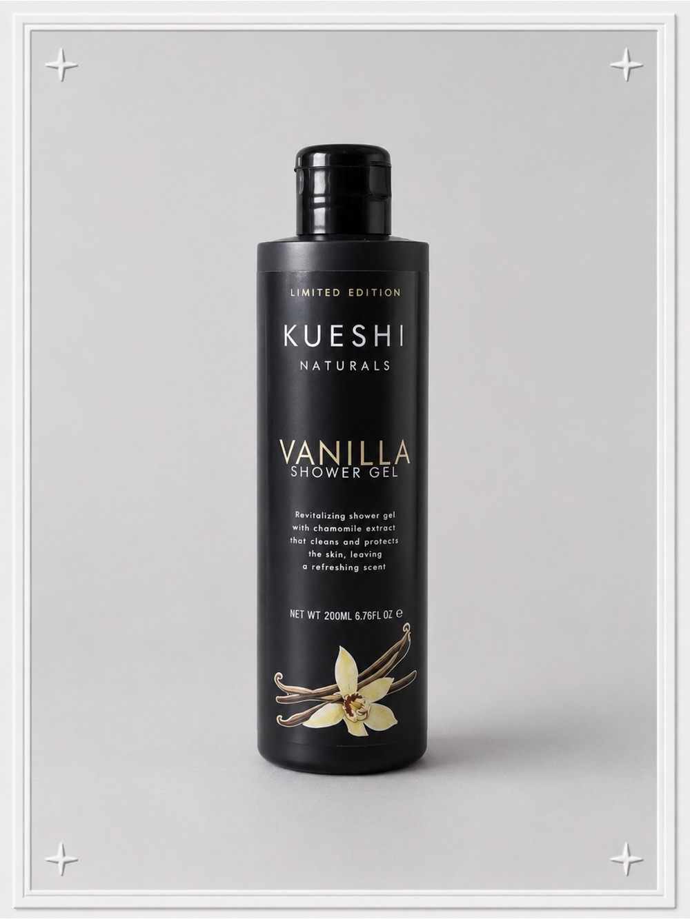 Kueshi Naturals Vanilla Shower Gel 200ml- Chamomile Extract Hydrating Body Wash
